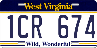 WV license plate 1CR674