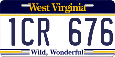 WV license plate 1CR676
