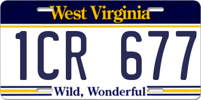WV license plate 1CR677
