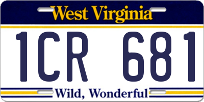 WV license plate 1CR681