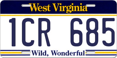 WV license plate 1CR685