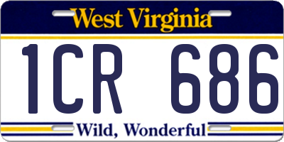WV license plate 1CR686