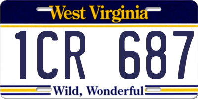 WV license plate 1CR687