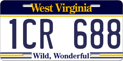 WV license plate 1CR688