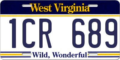 WV license plate 1CR689