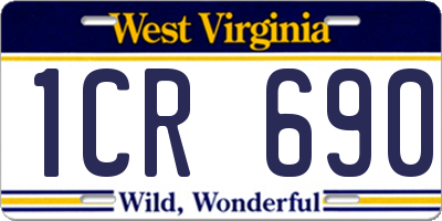 WV license plate 1CR690