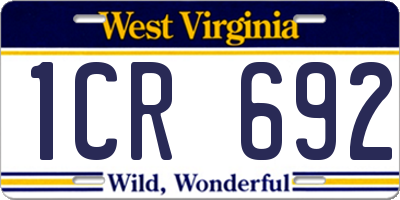 WV license plate 1CR692