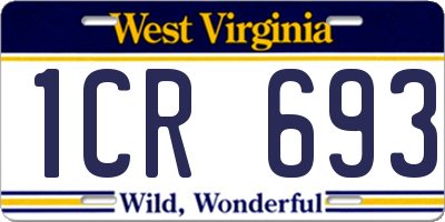 WV license plate 1CR693