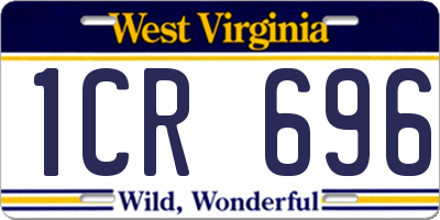 WV license plate 1CR696