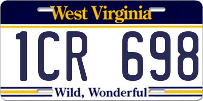 WV license plate 1CR698