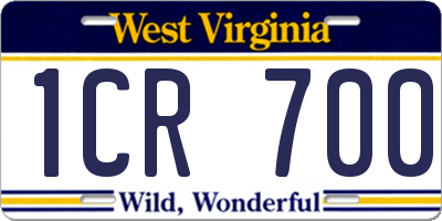 WV license plate 1CR700