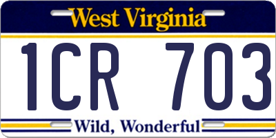 WV license plate 1CR703