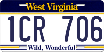 WV license plate 1CR706