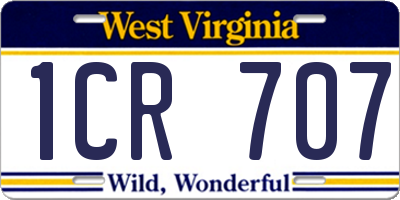 WV license plate 1CR707