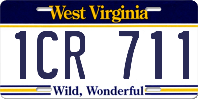WV license plate 1CR711