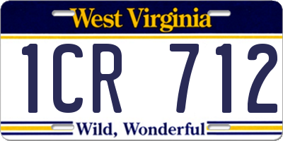 WV license plate 1CR712