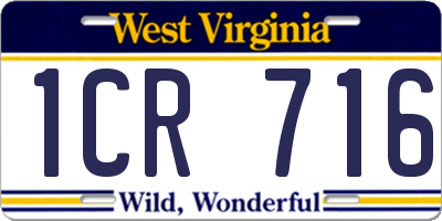 WV license plate 1CR716