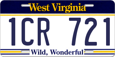 WV license plate 1CR721