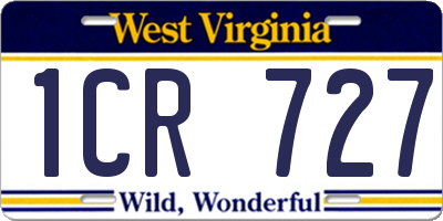 WV license plate 1CR727