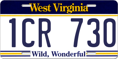 WV license plate 1CR730