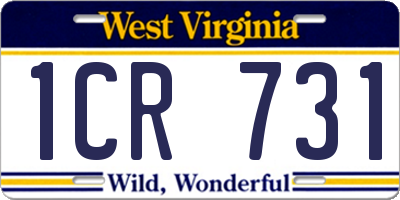 WV license plate 1CR731
