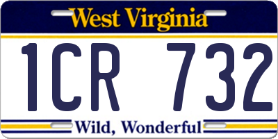 WV license plate 1CR732