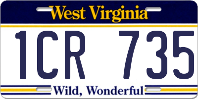 WV license plate 1CR735