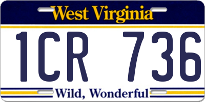 WV license plate 1CR736
