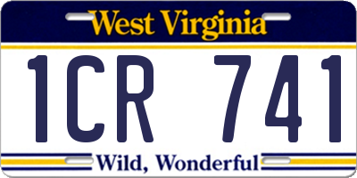 WV license plate 1CR741
