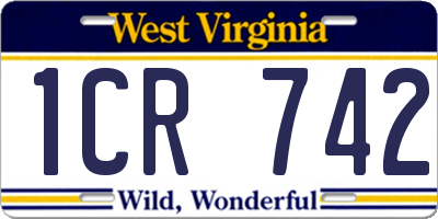 WV license plate 1CR742