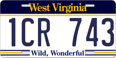 WV license plate 1CR743