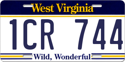 WV license plate 1CR744
