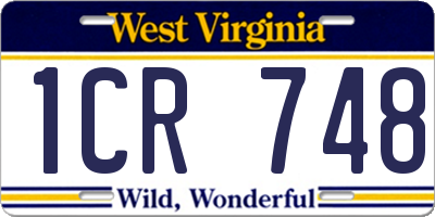 WV license plate 1CR748