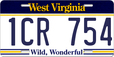 WV license plate 1CR754