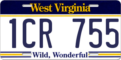 WV license plate 1CR755