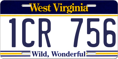WV license plate 1CR756
