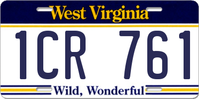 WV license plate 1CR761