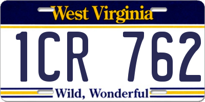 WV license plate 1CR762