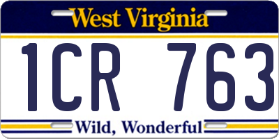 WV license plate 1CR763