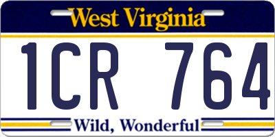 WV license plate 1CR764