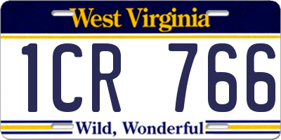 WV license plate 1CR766
