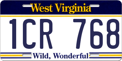 WV license plate 1CR768