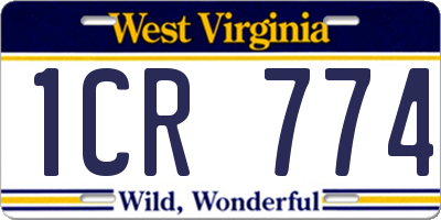 WV license plate 1CR774
