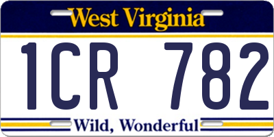 WV license plate 1CR782