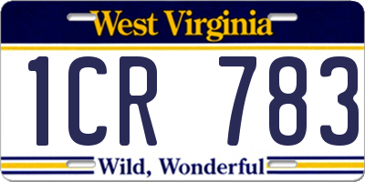 WV license plate 1CR783