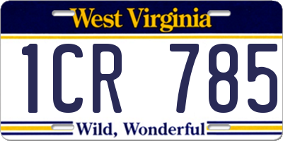 WV license plate 1CR785