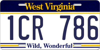 WV license plate 1CR786