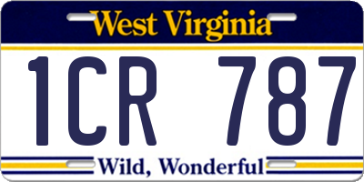 WV license plate 1CR787