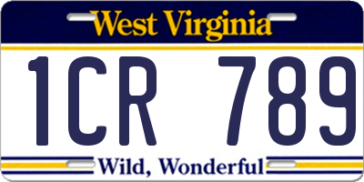 WV license plate 1CR789