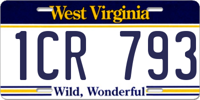 WV license plate 1CR793